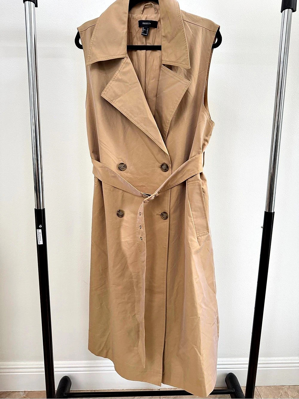 Forever 21 Belted Trench Vest in Brown Size 1X Like New